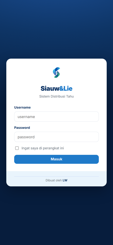 Siauw&Lie sign-in screen on a phone